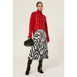 Jason Wu Interlocked Turtleneck Sweater Red Size Large